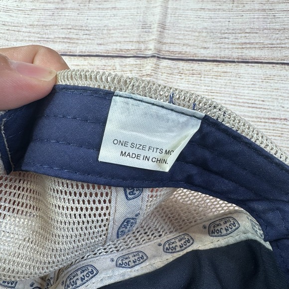 Ron Jon Surf Shop Trucker‎ Hat Mesh Back Cap Leather Patch Blue Tan OSFM - Picture 6 of 10